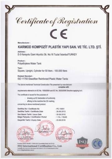 Certificado CE de conformidad del polietileno con las normas europeas