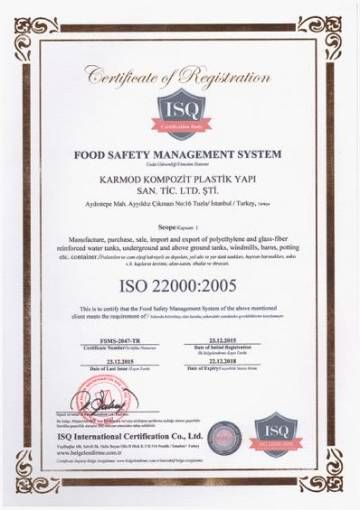 Сертификат за качество ISO 22000 2005